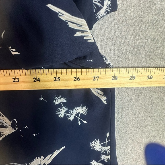 Como Black Hummingbird Blouse Plus 3X Navy White 3/4 Bishop Sleeve Flowy Sheer - Picture 7 of 11